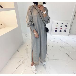 Slit-hem Long Pullover Dress