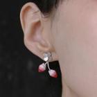 Strawberry Drop Earring 1 Pair - Pink & Silver - One Size
