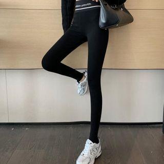 Lettering Print High-waist Leggings