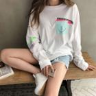 Long-sleeve Smile Patch T-shirt