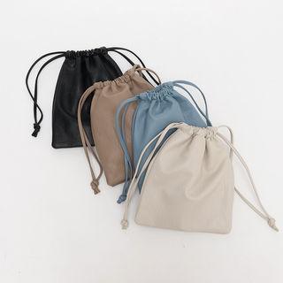 Pleather Drawcord Pouch Bag