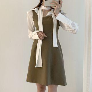 Plain Blouse / Spaghetti Strap Mini A-line Dress