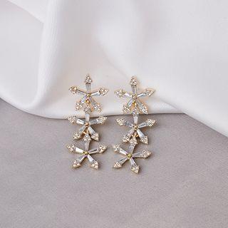 Rhinestone Flower Dangle Earring 1 Pair - E3316 - As Shown In Figure - One Size