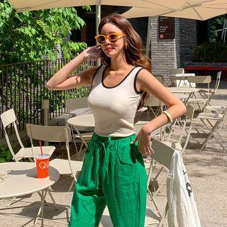 Piped Slim-fit Tank Top