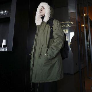 Faux Fur-trim Zipper Coat
