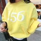 Number Print Batwing-sleeve Pullover