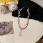 Bear Acrylic Pendant Layered Necklace 1 Pc - Jml4383 - Pink & Purple - One Size
