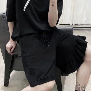 Asymmetric Ruffle Hem Shorts