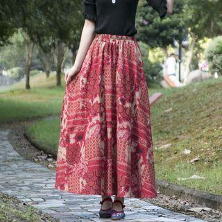 Patterned Midi A-line Skirt (various Designs)