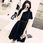 Short-sleeve Strapped A-line Dress