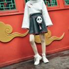 Mock Neck Pullover / Mini Pleated Skirt