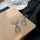 Faux Pearl Scissors Stud Earring 1 Pair - Silver Needle Earrings - One Size