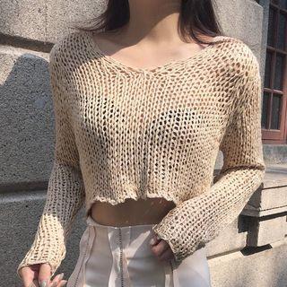 Cropped Open-knit Top