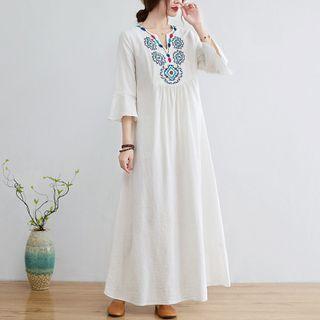 3/4-sleeve Maxi Tunic Dress