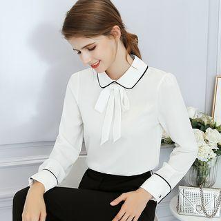 Tie-neckline Peter Pan-collar Blouse