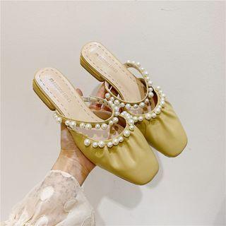 Faux Pearl Studded Mules