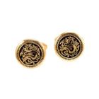 Fashion Elegant Plated Gold Dragon Totem Geometric Round Cufflinks Golden - One Size