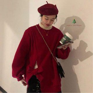 Bow Sweater Wine Red - One Size