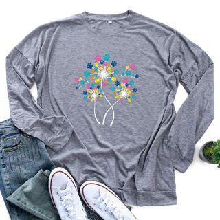 Dandelion Large Size Round-neck Long-sleeve T Shirt