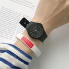 Set: Round Strap Watch + Lettering Wristband