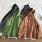 Hooded Mock Two-piece Fleece-lined Plain Sweatshirt