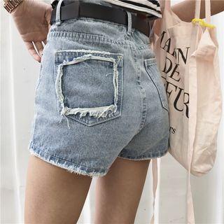 Distressed Pocket Denim Shorts