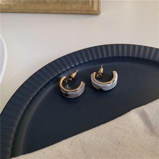 S925 Silver Marble Print Half Round Earrings