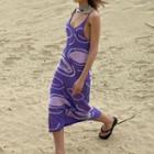 Patterned Spaghetti Strap Knit Dress