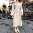 Long-sleeve Sailor Collar Midi Dress As Shown In Figure - One Size
