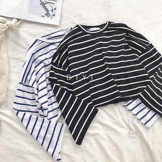 Striped Crewneck Long-sleeve Top