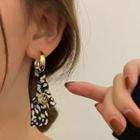 Leopard Print Fabric Dangle Earring 1 Pair - Black - One Size