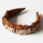 Two-tone Fabric Headband 01 - 1pc - Brown & Beige - One Size