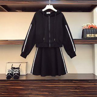 Set: Zip Hoodie + Spaghetti-strap A-line Dress