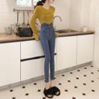 Zip High Waist Skinny Jeans