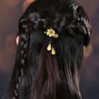 Flower Gemstone Hair Tie Gold - One Size