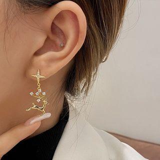 Rhinestone Deer Drop Earring