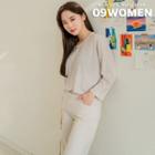 Slit-side Loose-fit Ribbed T-shirt