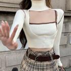 Cropped Camisole Top / Long-sleeve Top / Pleated Skirt