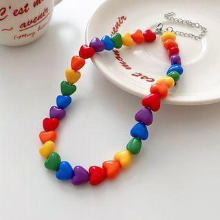 Heart Necklace Colorful Heart - Silver - One Size
