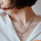 Layered Chained Necklace D642 - 1 Pc - Silver - One Size
