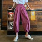 Drawstring-cuff Loose Fit Pants Fuchsia - One Size