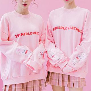 Drop-shoulder Lettering Illustrated Sweatshirt