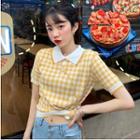 Plaid Knit Top Yellow - One Size