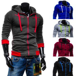 Cross Print Zip Hooded Jacket