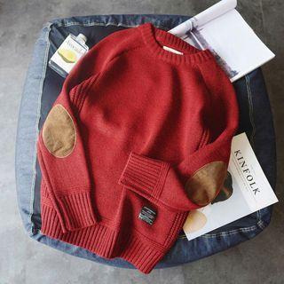 Long-sleeve Applique Patch Sweater