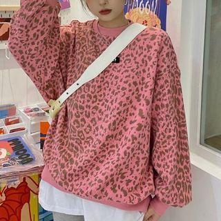 Leopard Print Sweatshirt / Wide-leg Sweatpants