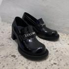 Platform Block Heel Chain Accent Loafers