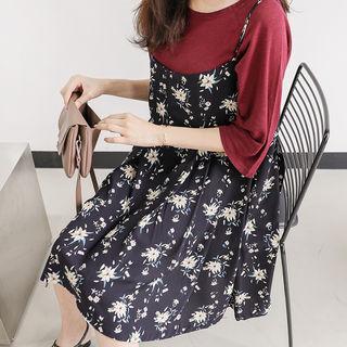 Spaghetti-strap Floral Print Dress (l~xl)