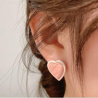 Color Block Peach Heart Stud Earring