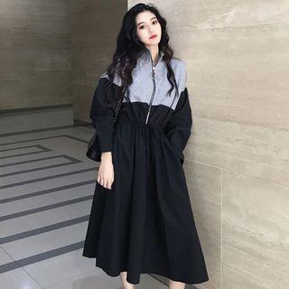 Two-tone A-line Pullover Dress